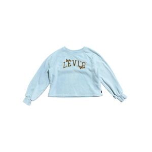 Levi's Sweatshirt Girls 5 Blue Fleece Pullover Butterfly Logo Graphic Crew